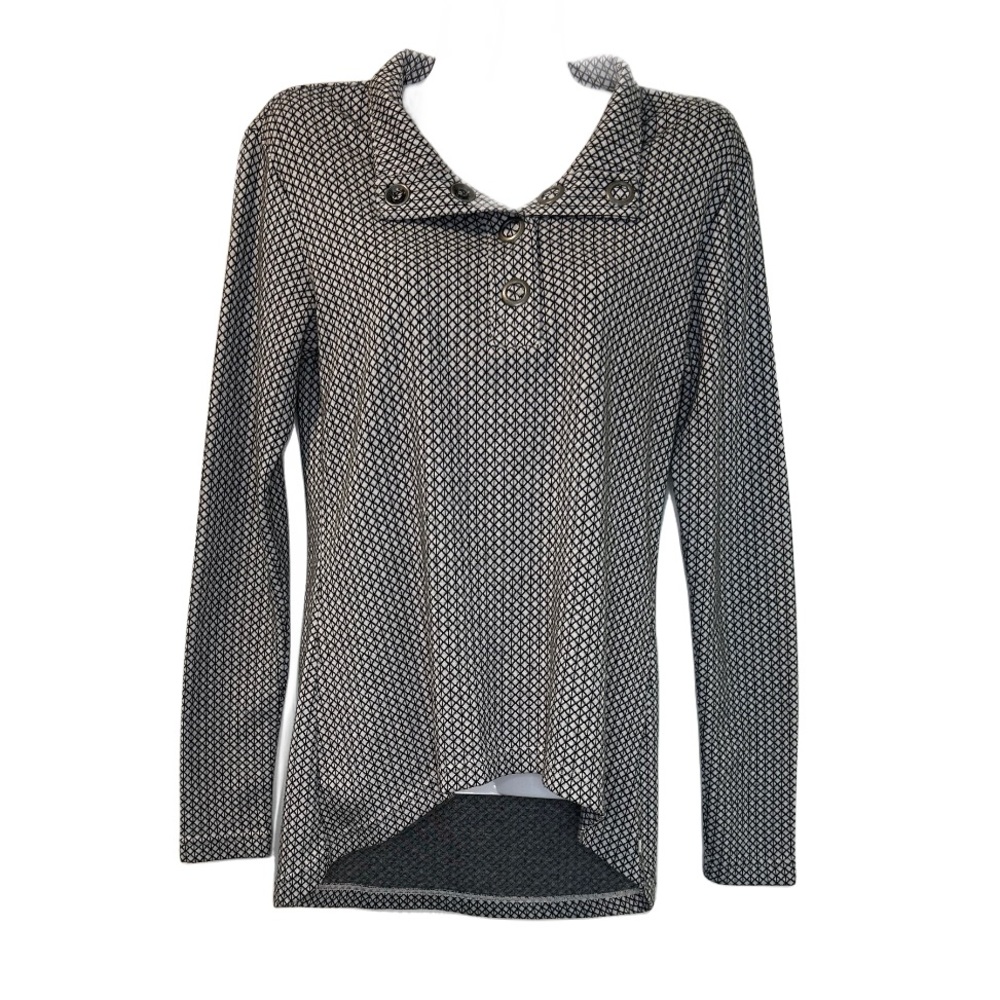 Merrell Indira Snap Button Placket Geometric Long‎ Sleeve Top Size M